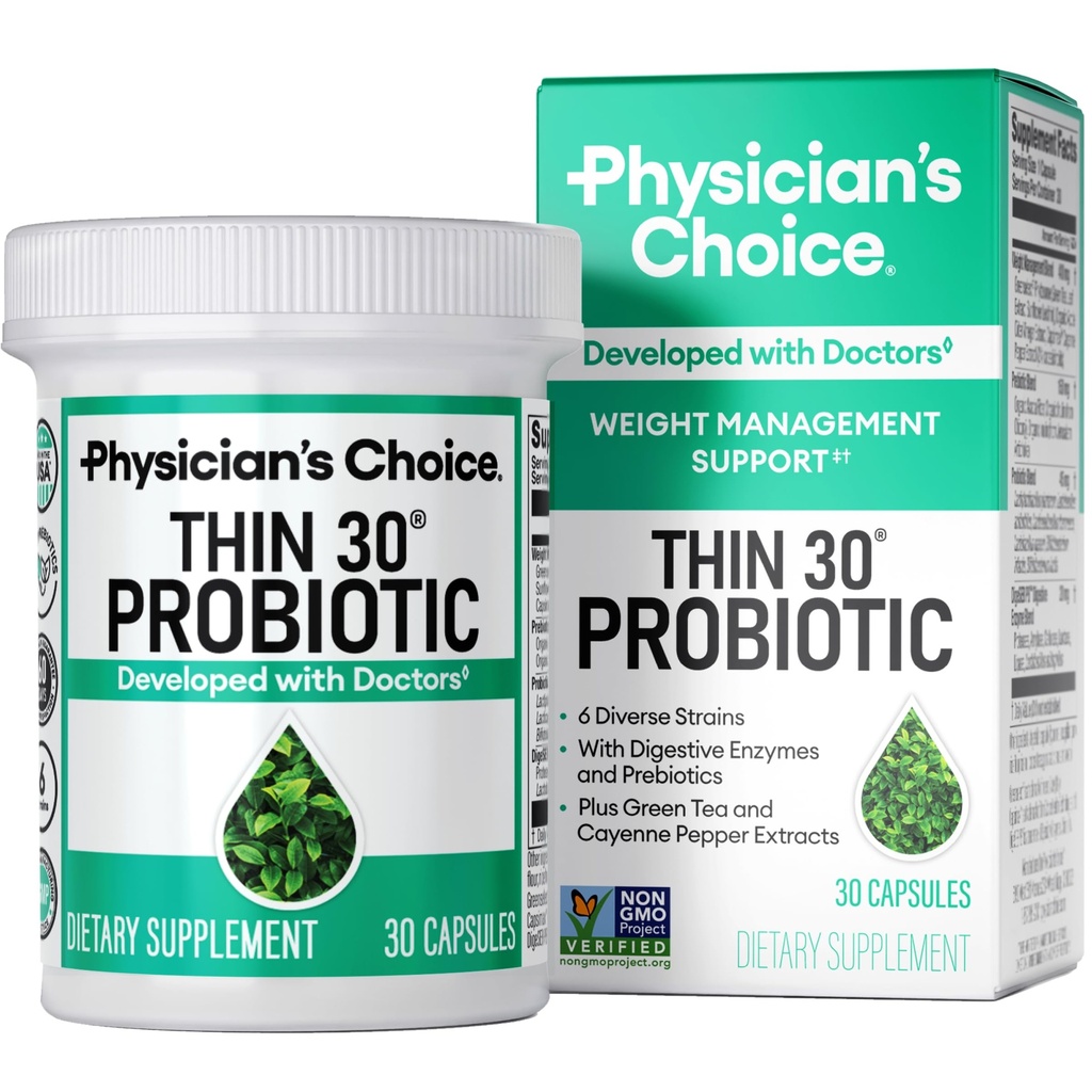 Doktorun Kilo Yönetimi ve Bloating için Probiyotikleri - 6 Probiyotik Strains - Prebiyotikler - Anahtar madde Cayenne - Destekler Gut Health - Kadınlar ve Erkekler için Kilo Yönetimi - Yeşil Çay - 30 CT