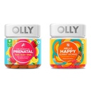 OLLY The Essential Prenatal Gummy Multivitamin, 30 Day Supply (Gummies), Sweet, Folic Acid & Hello Happy Gummy Worms, Mood Balance Support, Vitamin D, Saffron, Adult Chewable Supplement