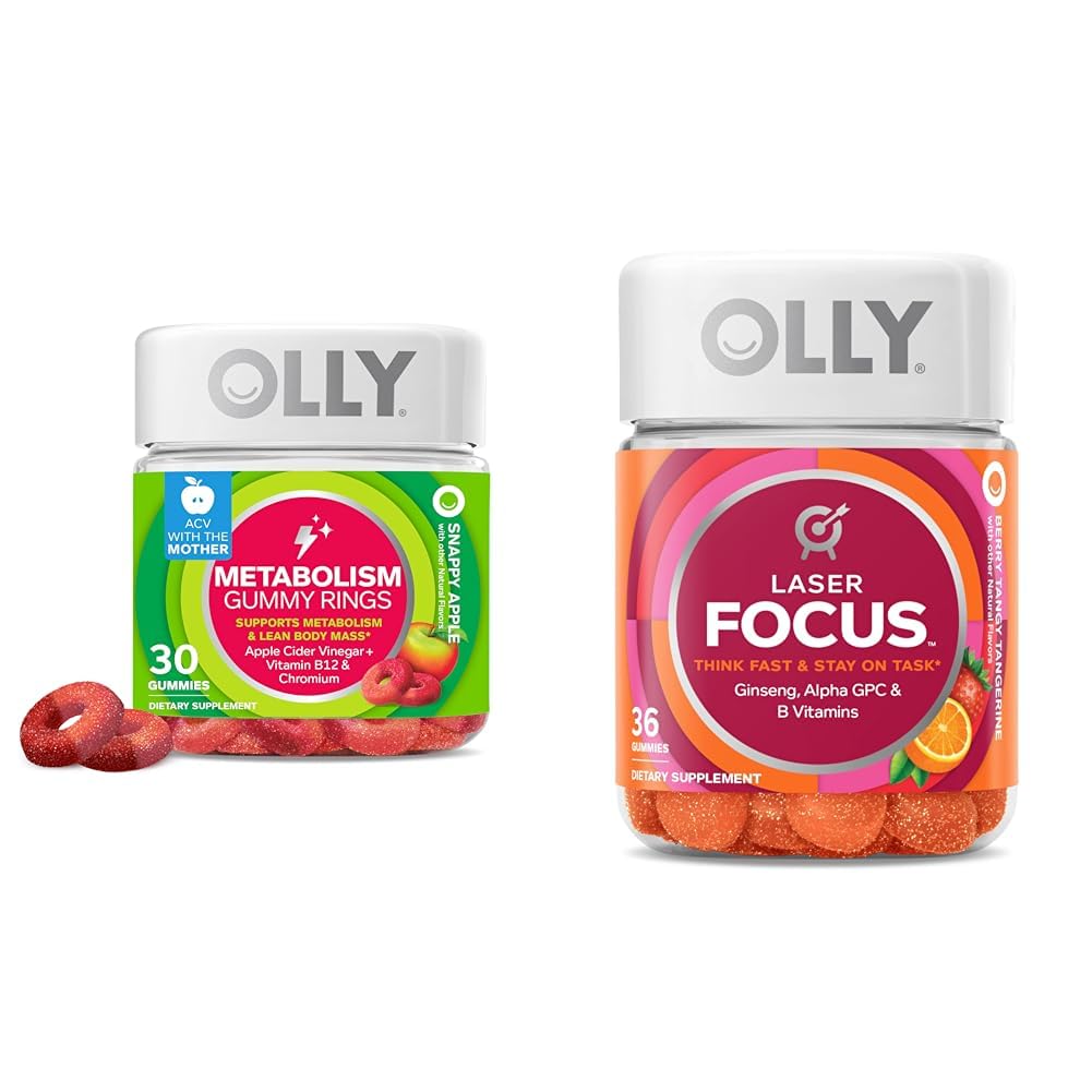 OLLY Metabolism 30 Count & Laser Focus 36 Count Gummy Vitamin Bundles