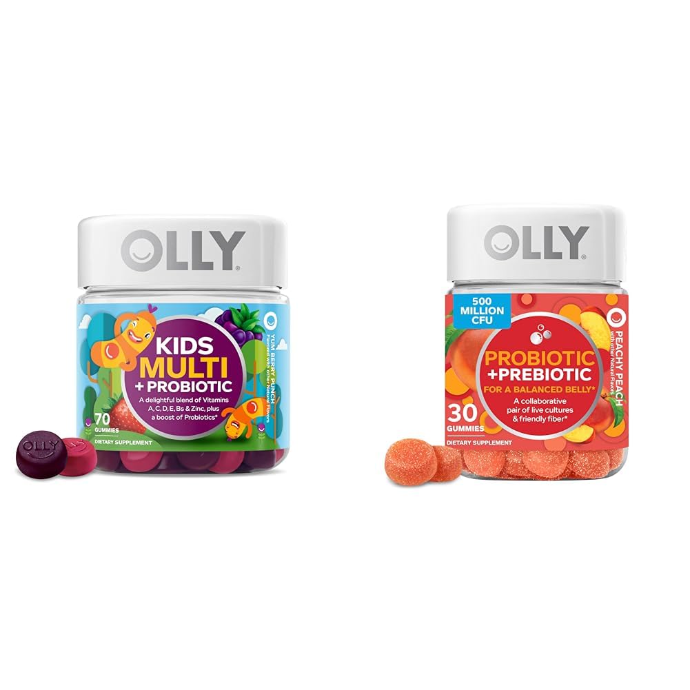 OLLY Kids Multivitamin + Probiotic Gummy & Probiotic + Prebiotic Gummy