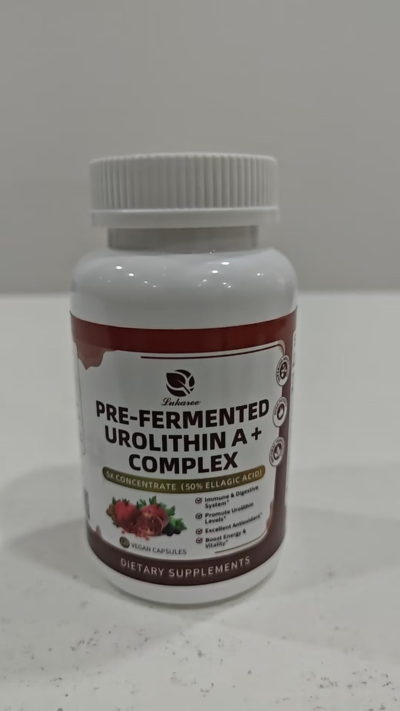 Triple-Strength Urolithin A+ Complex for Cellular Health, Function & Well-Being | Concentrated Pre-Fermented Urolithin A+ Complex Plus Wormwood & DGL for Gut Support–Plant Based, GMP, 120 Count