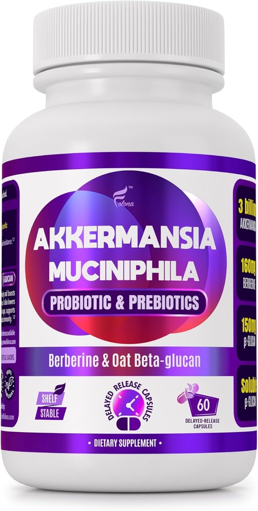Gecikmiş Yayın Akkermansia GLP-1 Berberine ve ► Beta-Glucan Prebiyotik Fiber; 3 Milyar AFU, 60 Capsules (2 Ay Supply) için Gut Health Support