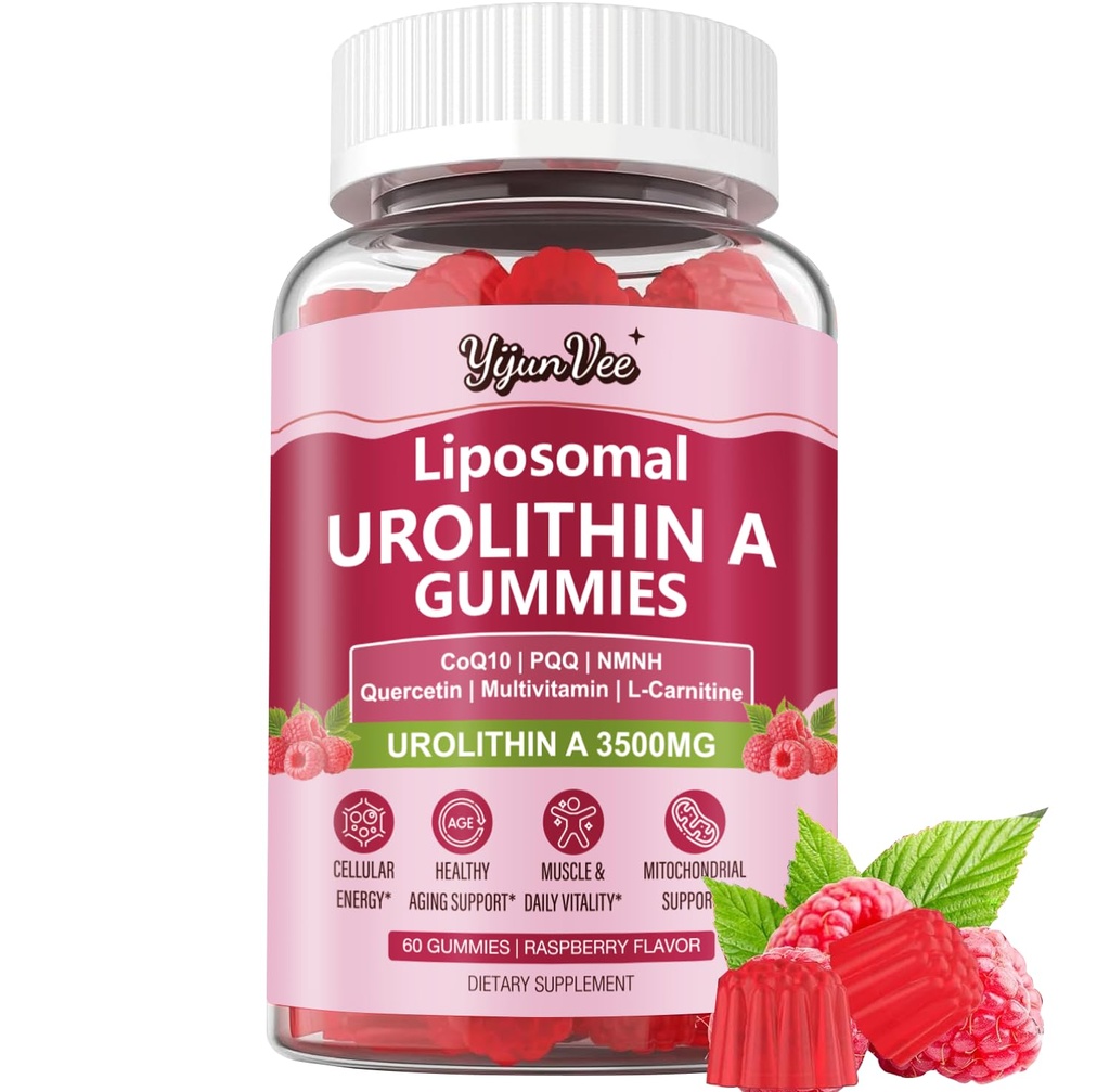 3500mg Liposomal Urolithin A Gummies, 12-in-1 High Absorption Mitopure Urolithin A Supplement for Cellular Energy & Healthy Aging Support, with CoQ10, PQQ, Trans-Resveratrol, L-Carnitine, NMNH, 60Cts