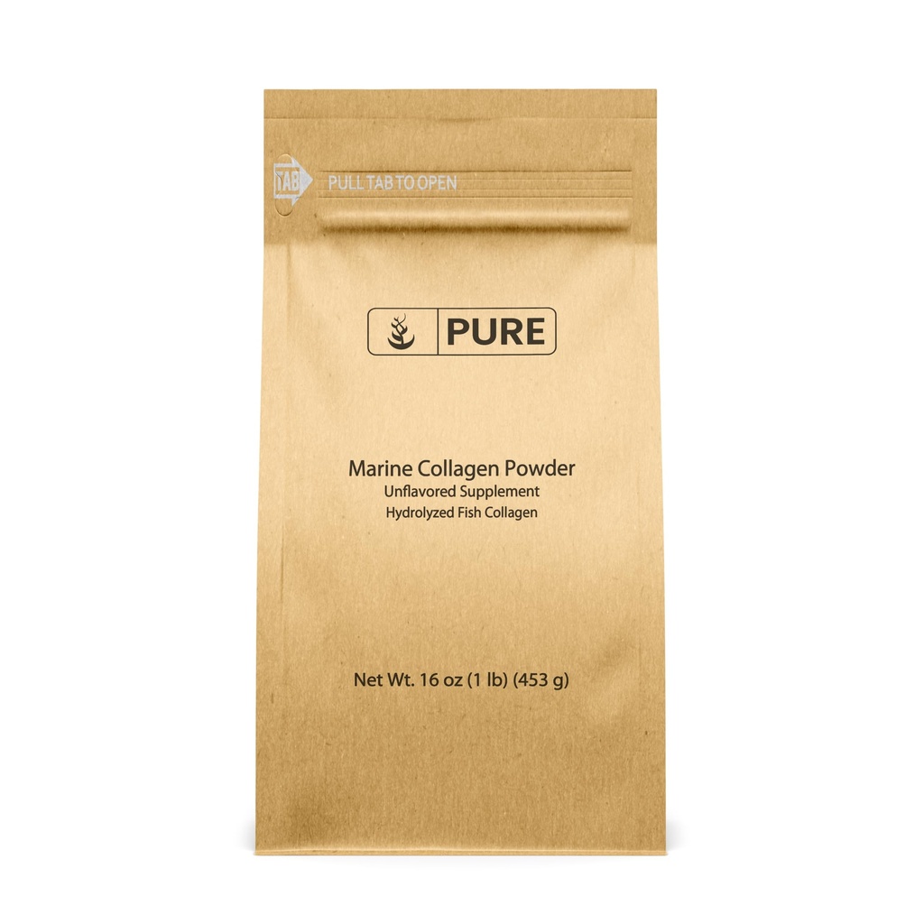 Pure Original Ingredients Marine Collagen Powder (1 lb) Natural & Unflavored, Protein Peptides, Resealable Bag