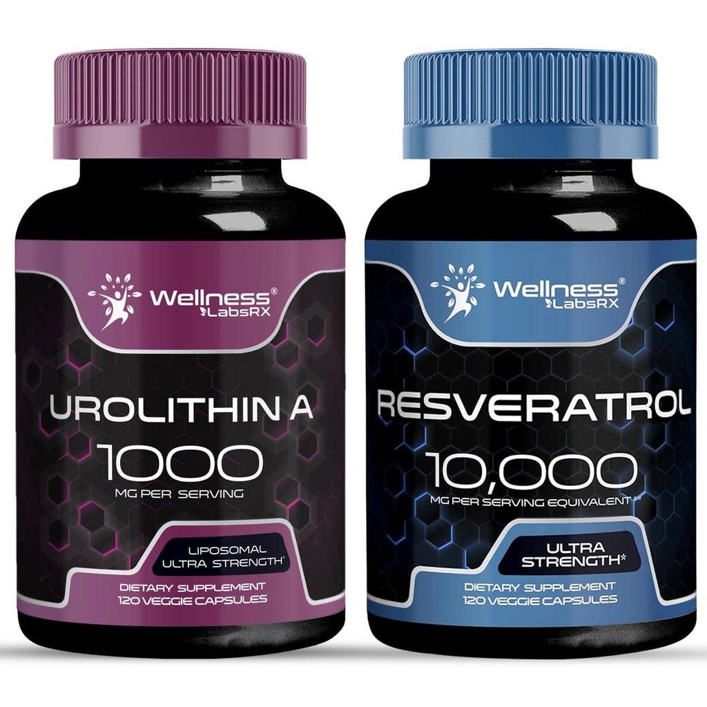 WELLNESS LABSRX Liposomal Urolithin A Capsules - Resveratrol Capsules | Bundle