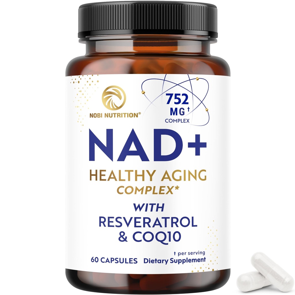 NAD+ Supplement with Resveratrol | Healthy Aging Complex | NMN Alternative with CoQ10, Urolithin A & More | Third-Party Tested | Energy, Cellular Health & Longevity Support | NAD Supplement | 60 Ct