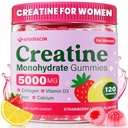 Kadınlar için Kreagen, Vitamin D3 & Food, Flavored Sugar Free Kretine Gummies Post & Pre Workout Supplements for Women, 120 Cttine