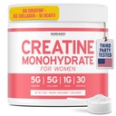 Kadınlar için Kretine Monohidrat Toz 5G + 5000 mg Collagen + 1000 mg BCAA 2:1 Toz (30 Hizmet) Destek Glutes, Lean Muscles, Recovery, Energy & Stamina Non-GMO, Gluten Free - ABD Made