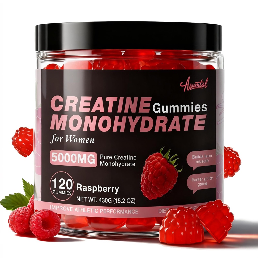 Kadın 5000 MG, Kretine Gummies, Kas Büyüme, Güçlü ve Enerji Desteği, Sugar Free Pre Workout Gummies 120 Rhopper Flavor