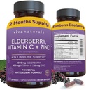 Viva Naturals Elderberry ile C ve çinko (120 Capsules) - 1000 mg Sambucus Elder Immune Support Supplement, Black Elderberry Capsules for Yetişkinler, Elderberry Vitamins - 2 Ay Supply