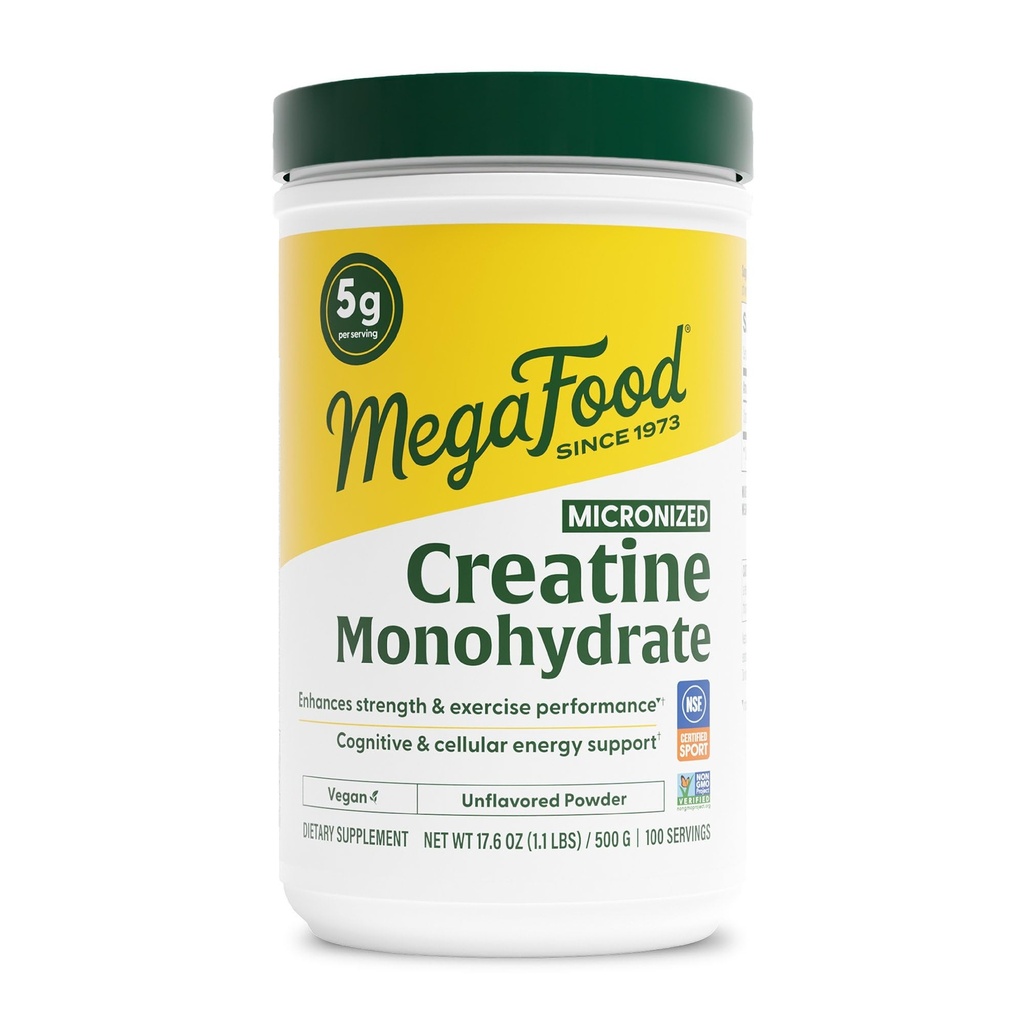 MegaFood Micronized Tinatine Monohidrat Toz - Erkekler ve Kadınlar için Unflavored Post & Pre Workout Toz - Bilişsel & Egzersiz Performans Desteği - NSF Spor için sertifikalı 500 Grams, 100 Hizmet