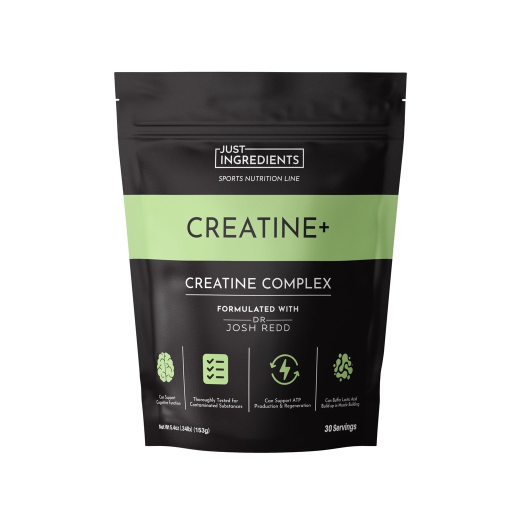 JUST INGREDIENTS Creatine Monohydrate Powder with Rejen Fulvic Mineral Complex - Supports Muscle Recovery, Energy, Strength, Cognitive Function - 30 Servings