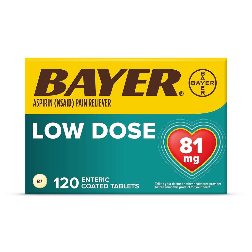 Bayer aspirin Regimen, 81 mg Yoğun Tabletler, Ağrı Reliever/Fever Solution, 120 Count