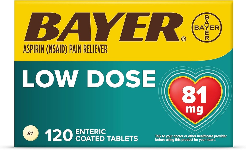 Bayer aspirin Regimen, 81 mg Yoğun Tabletler, Ağrı Reliever/Fever Solution, 120 Count