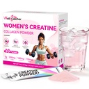 Women‘s Creatine Powder Travel Packets: Creatine Monohydrate Collagen Packs for Pre Workout Muscle Growth & Recovery Skin Elasticity Energy Metabolism with Inositol Beet Root Raspberry Flavor 30 Packs