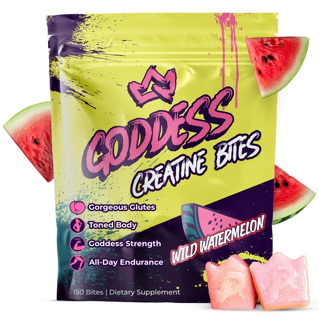 Primal Queen Goddess Creatine Gummies – Low-Sugar Chewable Creatine for Women | Booty and Muscle Builder, Faster Recovery, Strength | High-Potency Wild Watermelon Flavor – 150 Bites (5g per Serving)