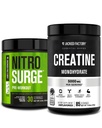Jacked Factory Nitrosurge Pre-Workout &tine Monohidrat - Pre Workout Toz with Tinatine for Muscle growth, enhanced Strength, Endless Energy - Arctic White Preworkout & Unflavored Kretin