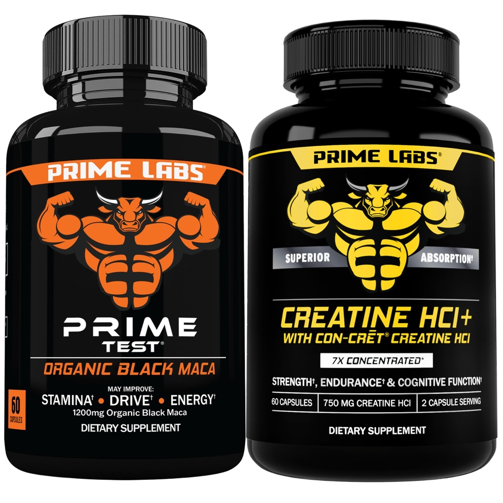 Prime Labs Organic Black Maca Capsules (60 ct) + Creatine HCl Capsules (60 ct)