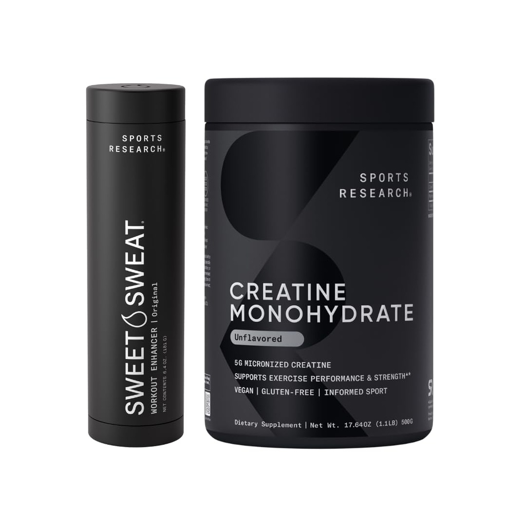 Sports Research Exercise Performance & Recovery Pack - Creatine Monohydrate (1.1lb) and Original Workout Enhancer Roll-On Gel Stick (6.4oz)