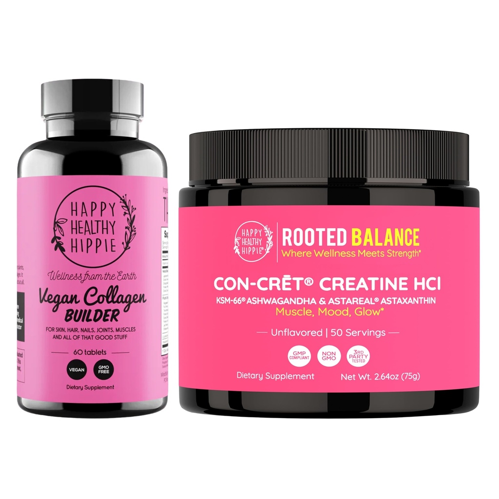Happy Healthy Hippie Creatine HCl Powder & Vegan Collagen Builder