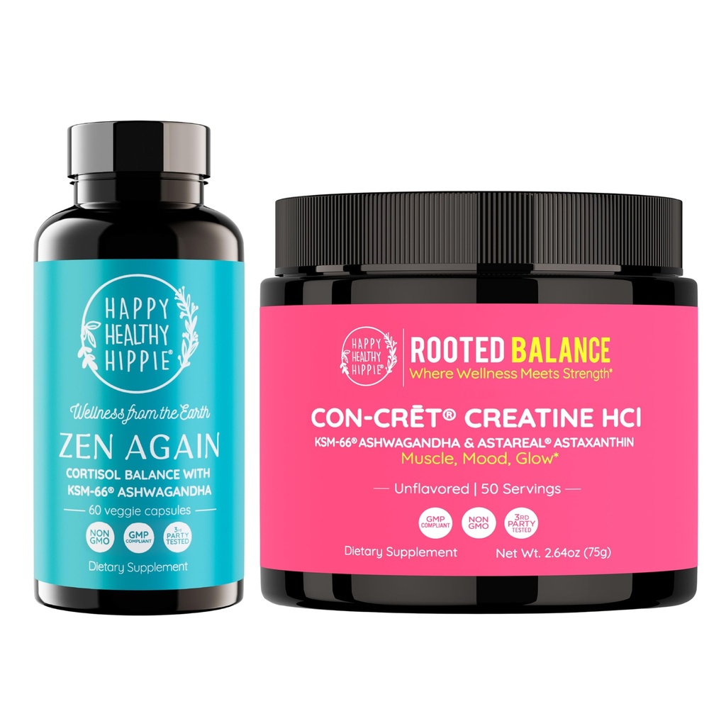 Happy Healthy Hippie Creatine HCl Powder & Zen Again Cortisol Manager