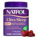 Natrol Ultra Sleep 3-σε-1 100% χωρίς ναρκωτικά βοήθεια ύπνου ανάμειξη με μελατονίνη, GABA & Βοτανική, συμπλήρωμα διατροφής, μη-Habit Forming, 50 Gummies