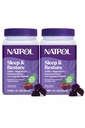 Natrol Ύπνος + Επαναφορά Μαγνήσιου Γλυκινικό Μείγμα Gummies με Μελατονίνη 5mg - Ήρεμο Μαγνήσιο με GABA, Βοτανική Blend, Cherry Γεύση, 60 Gummies (Pack of 2)