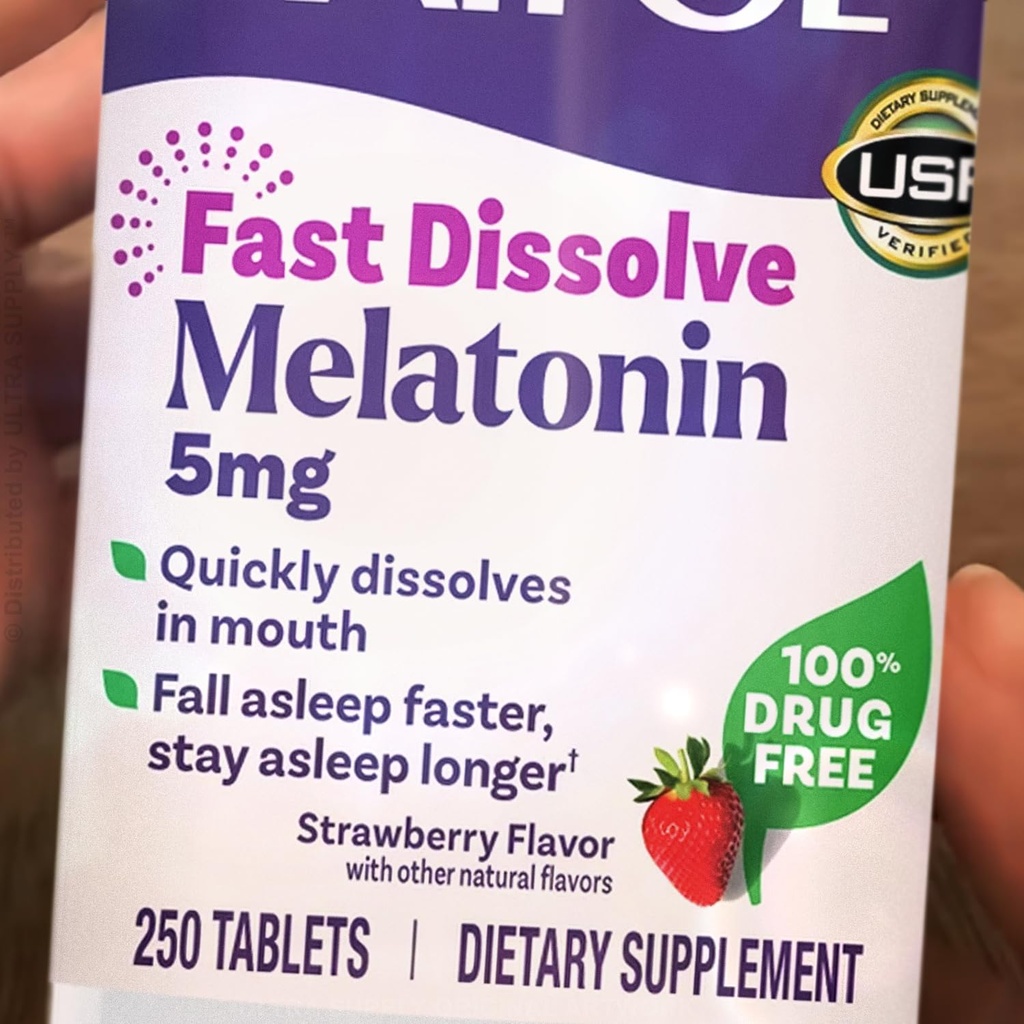Natrols Melatonin Fast Dissolve 5mg (250 Count. - Value Pack) Strawberry Flavor Nighttime Use Chewable Tablets