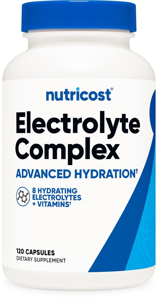 Nutricost Electrolyte Complex Advanced Hydration (120 Capsules) - 8 Hydrating Electrolytes & Vitamins, Gluten Free, Non-GMO, Vegetarian