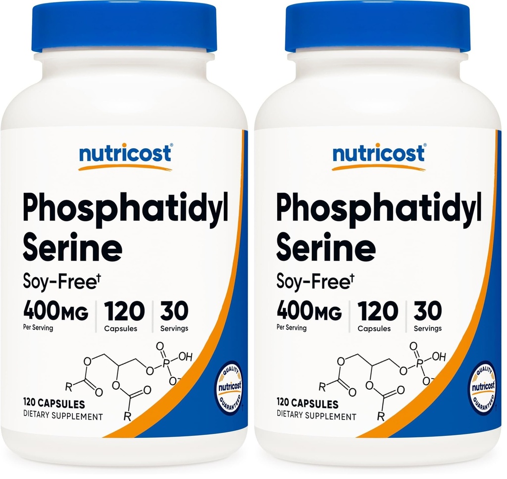 Nutricost Phosphatidylserine 400mg, 120 Capsules - Soy Free, 30 Servings, Vegetarian Friendly, Non-GMO, Gluten Free (Pack of 2)