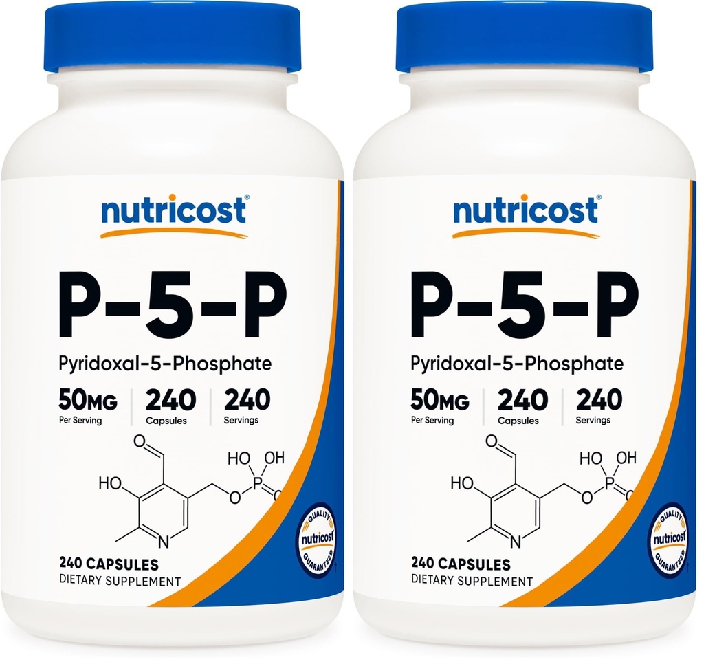 Nutricost P5P Vitamin B6 Supplement 50mg, 240 Capsules (Pyridoxal-5-Phosphate) - Vegetarian Friendly, Non-GMO, Gluten Free (Pack of 2)