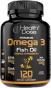 Sağlık Dose Omega 3 Fish Oil 2000mg – Lemon-Flavored Softgels with EPA 800 mg & DHA 600 mg for Brain, Heart, and Wellness Support – Easy-to-Digest, No Fish Burps – 120 Softgels, 2Month Supply