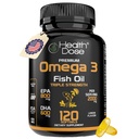 Sağlık Dose Omega 3 Fish Oil 2000mg – Lemon-Flavored Softgels with EPA 800 mg & DHA 600 mg for Brain, Heart, and Wellness Support – Easy-to-Digest, No Fish Burps – 120 Softgels, 2Month Supply