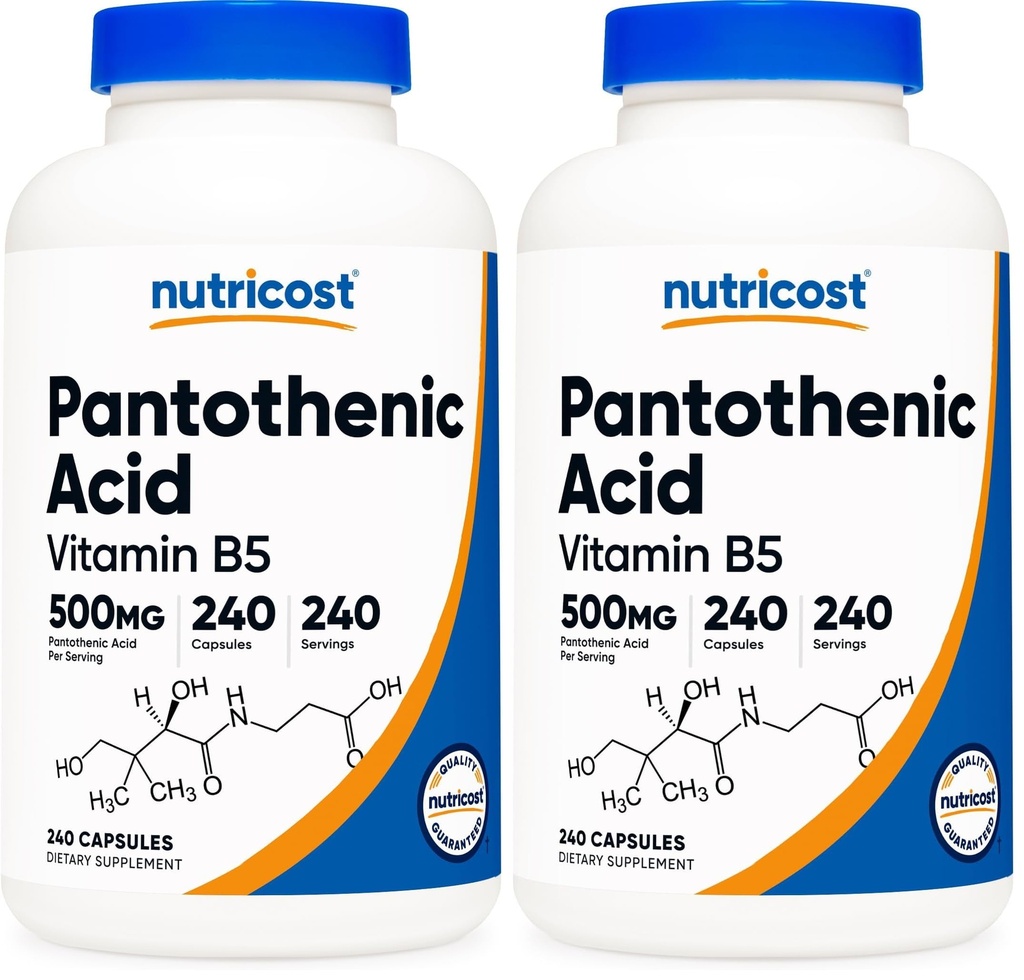 Nutricost Pantothenic Acid (Vitamin B5) 500mg, 240 Capsules (Pack of 2)
