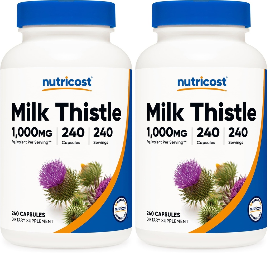 Nutricost Milk Thistle 240 Capsules for 240 Servings - Vegan, Non-GMO and Gluten Free (Pack of 2)