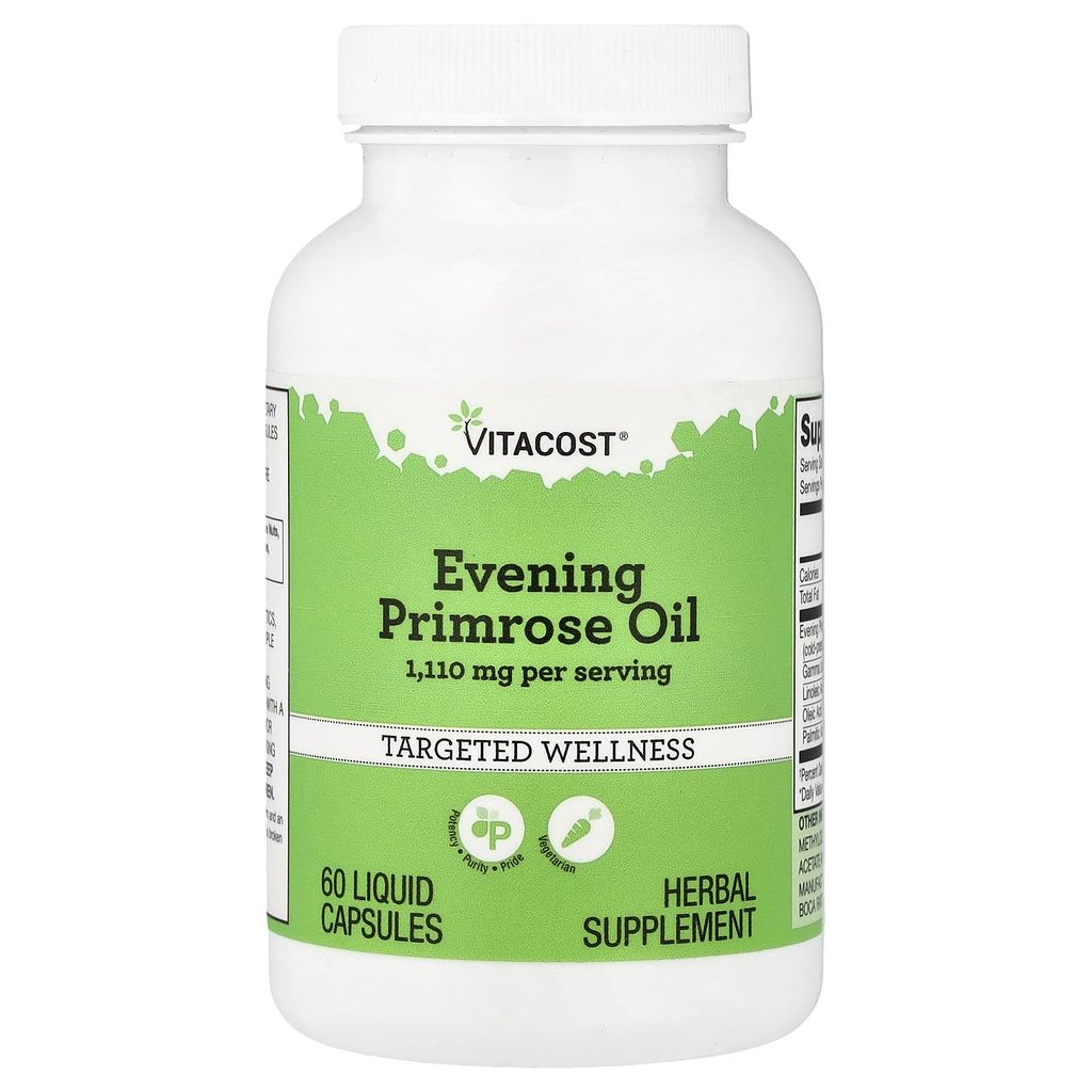 Vitacost Evening Primrose Oil - 1,110 mg per Serving - 60 Vegetarian Liquid Capsules