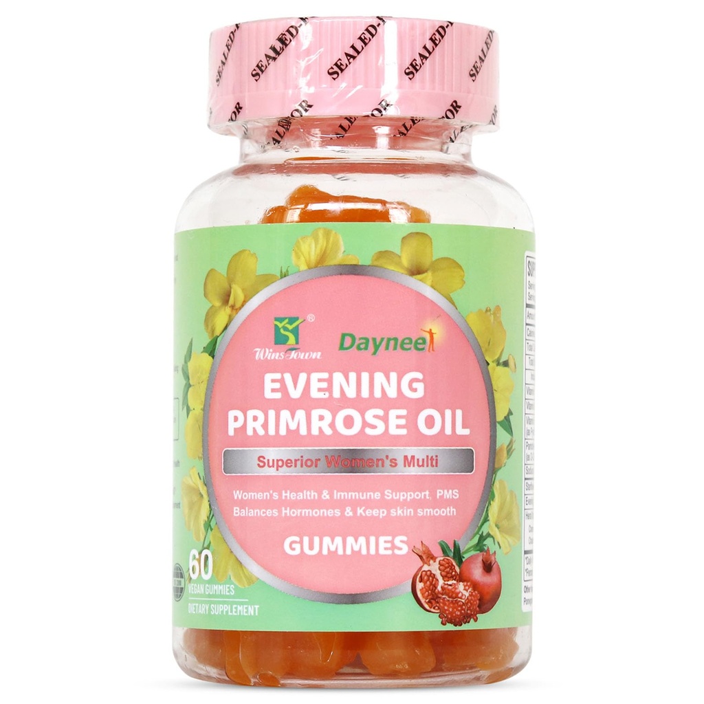 Evening Primrose Oil Gummies, Superior Women's Multi, Support PMS Balances Hormones & Keep Skin Smooth, 60 Count