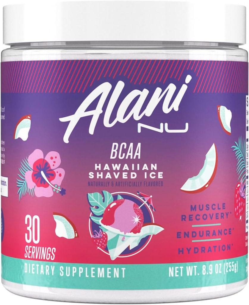Alani Nu BCAA Hawaiian Shaved Buz | Sınıf Zinciri Temel Amino Asitler | 2:1 Formula | Tamamlayıcı | Kas Kurtarma Vitaminleri Post-Workout | 30 Hizmetler