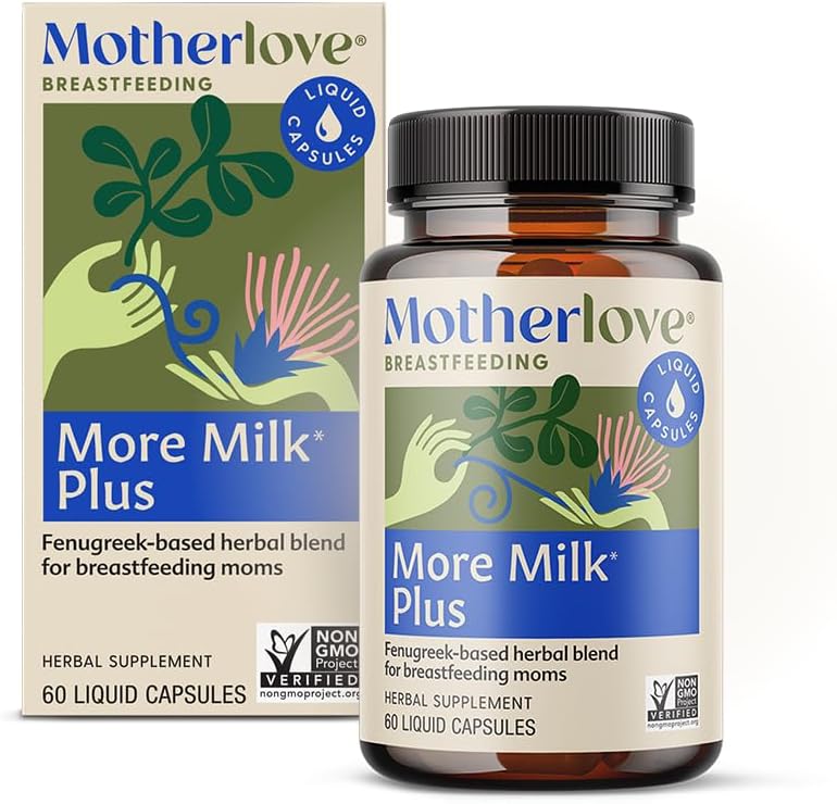 Motherlove More Milk Plus (60 Liquid caps) Fenugreek-Based Lactation Supplement to Support Mother Milk Supply – Non-GMO, Organic Herbs, Vegan, Kosher, Soy-Free
