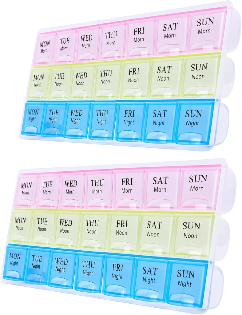Büyük Haftalık Pill Organizer 3 Times A Day, Moisture-Proof 7 Day Pill Box, Travel Pill Cases Portable for Pills Vitamin Fish Oil Supplements,Medicine Cases