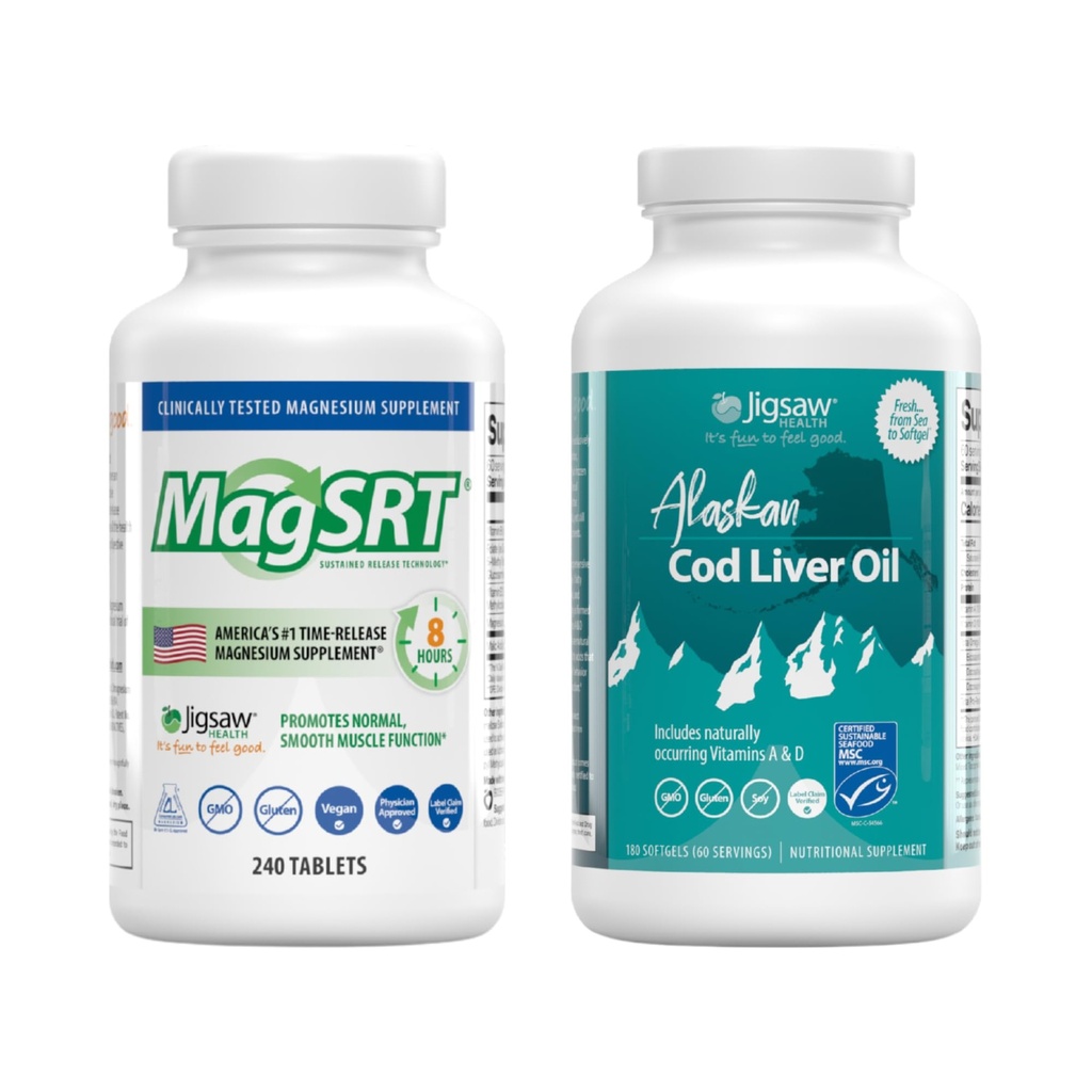 Jigsaw Health Bundle | MagSRT, 240 Tablets, and Alaskan Cod Liver Oil, 180 Softgels