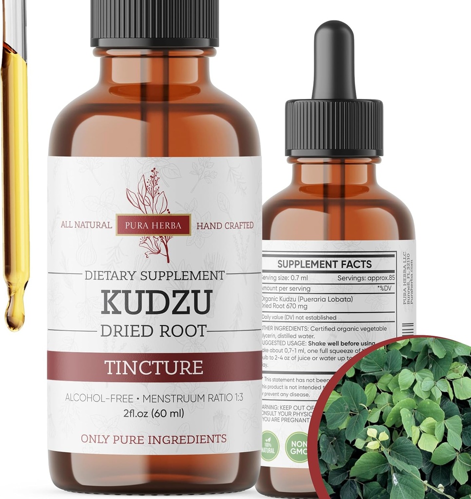 Βιολογικό εκχύλισμα ρίζας Kudzu – Χωρίς αλκοόλ, συμπλήρωμα Vegan για την υποστήριξη αλκοόλ – 2 Fl Oz – μη GMO, Made in USA