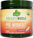 Organic Muscle Organic Pre Workout Powder, Lemon Berry — USDA Organic Superfood Blend | Maca, Beet Root, Cordyceps, Rhodiola | 150mg Natural Caffeine, Vegan, No Jitters, 20 Servings