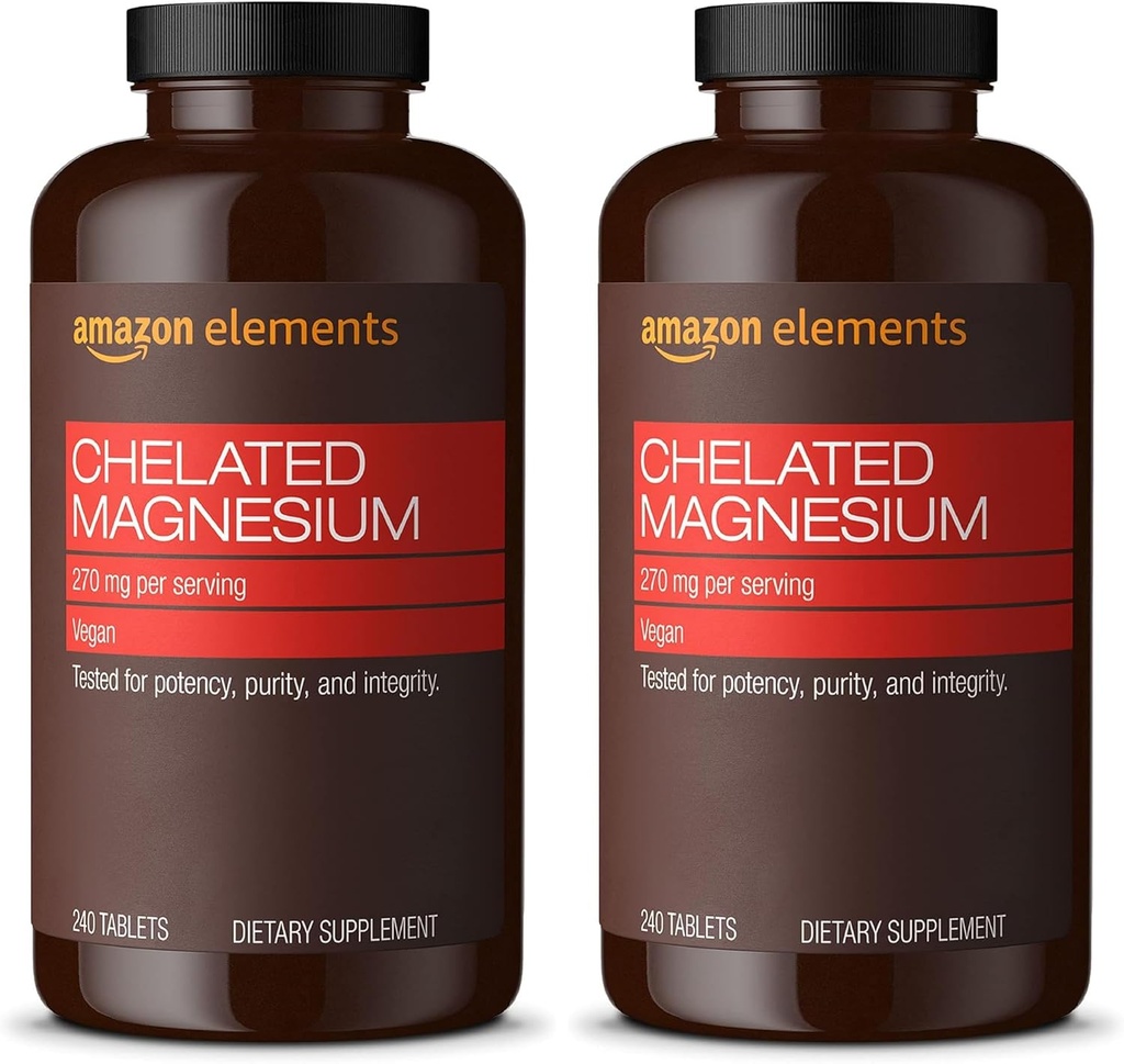 Elements - Chelated Magnezyum, 240 tablet, hizmet başına 270 mg, Magnezyum Glycinate Chelate, Vegan (pack of 2)