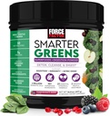 Force Factor Smarter Greens Superfoods Tozu Digestion, Gut Health, Bloating, Greens Toz Probiyotiks, Prebiyotiks, Digestive Enzymes, & Adaptogens, Pomegranate Berry, 30 Hizmet
