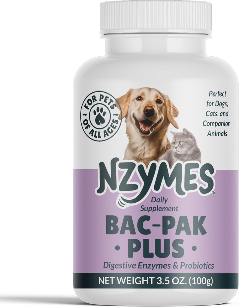 Nzymes® Bac-Pak Plus 100 Grams Digestive Enzymes and Probiyotiks for Digestion, Loose Stools, Diarrhea, Constipation, I developed Nutrient Uptake - Made in the USA