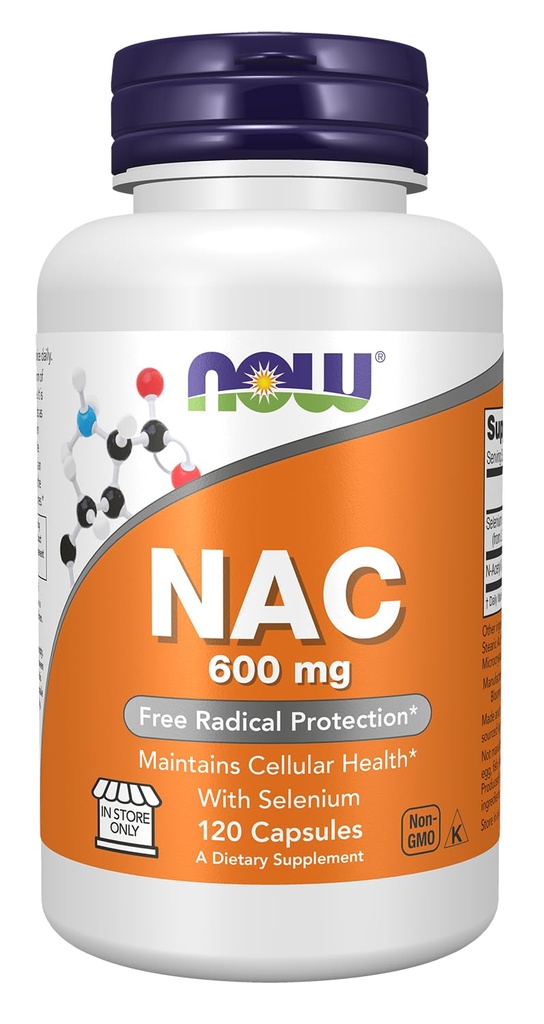 NOW Foods NAC-(N-Acetyl Cysteine) 600mg 120 Vegetarian Capsules