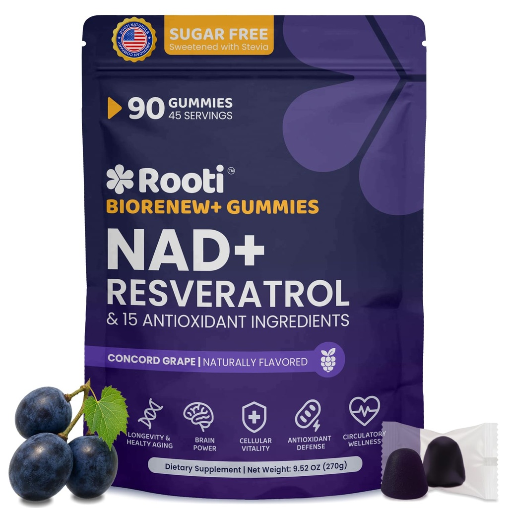 NAD+ Complex Gummies (90 Ct, 45 Servings), Resveratrol, 500mg of TMG, Quercetin, Curcumin, Berberine & Antioxidants | Advanced Plant-Based Formula for Daily Cellular Balance & Longevity Nutrition