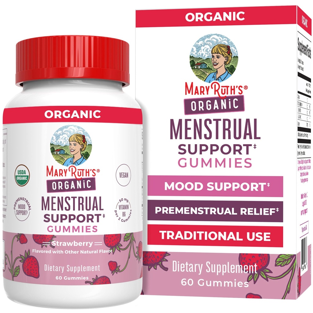 MARYRUTH'S Organic Menstrual Support Gummies for the Relief of Common Symptoms of Premenstrual Syndrome | PMS Support | Premenstrual Mood Support | USDA Organic | Non-GMO | Vegan | 30 Servings