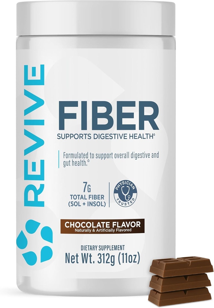 Digestive & Gut Health için Revive MD Fiber Supplement - 5g of Diyetary Fiber Supports a sağlıklı Digestive System with Psyllium Husk & More - 30 Hizmet, Chocolates, Chocolate